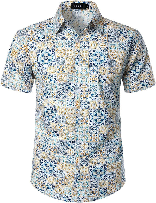 Mens Vintage Hawaiian Shirt Casual Short Sleeve Button down Floral Tropical Shirts