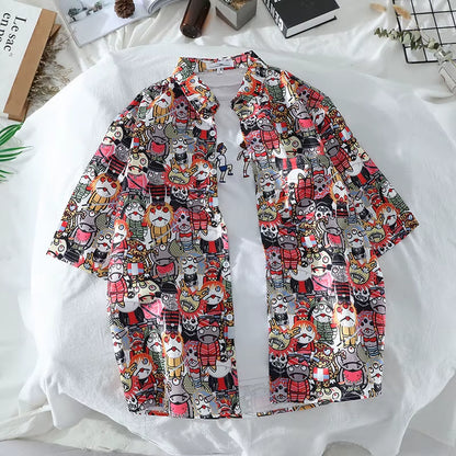 Mens Hawaiian Style Coco Leaf Flower Summer Vacation Short Sleeve Shirts