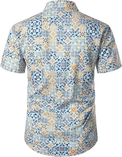 Mens Vintage Hawaiian Shirt Casual Short Sleeve Button down Floral Tropical Shirts