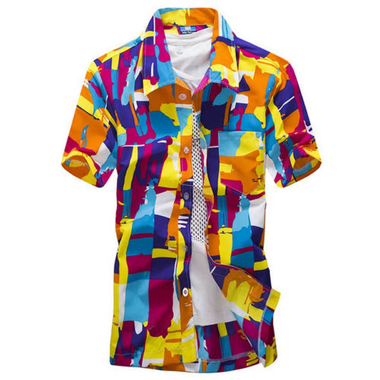 Mens Hawaiian Shirt Male Casual Camisa Masculina Printed Beach Shirts Short Sleeve New Fashion Brand Asian Sizem-5Xl