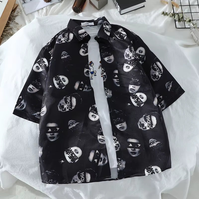 Mens Hawaiian Style Coco Leaf Flower Summer Vacation Short Sleeve Shirts
